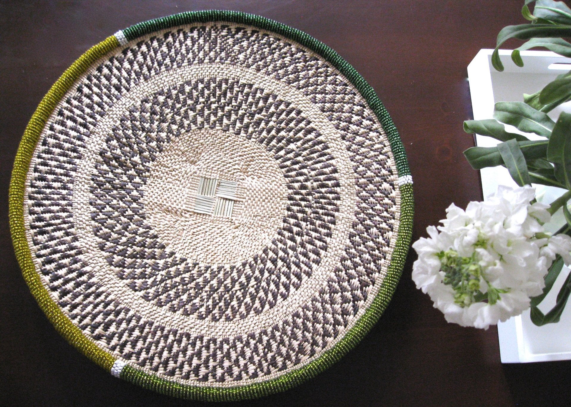 THANDA GREEN BEADED BASKET - RAINFOREST SOLD