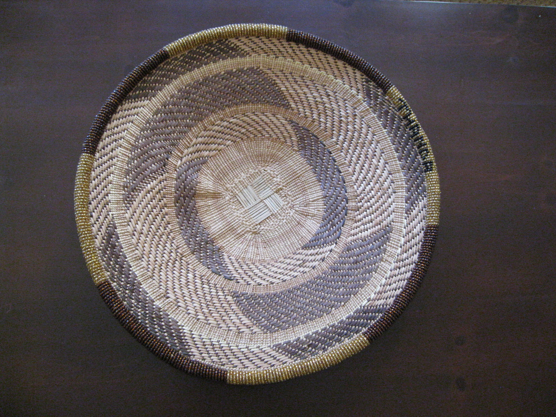 THANDA GOLD AND BROWN BEADED BASKET - THANDA