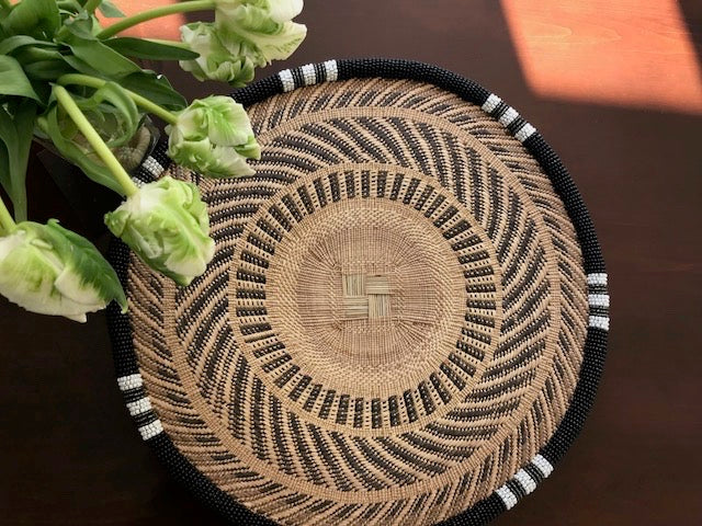THANDA BLACK BEADED BASKET - RAVEN SOLD