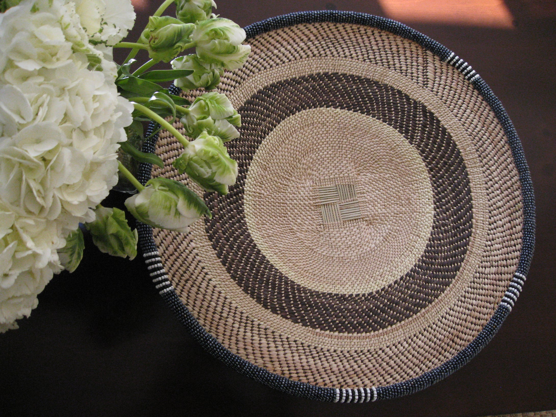 THANDA GRAY BEADED BASKET - FOX SOLD
