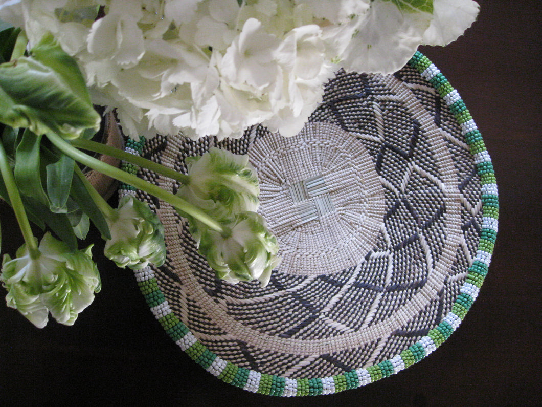 INGANE GREEN BEADED BASKET - RAINFOREST SOLD