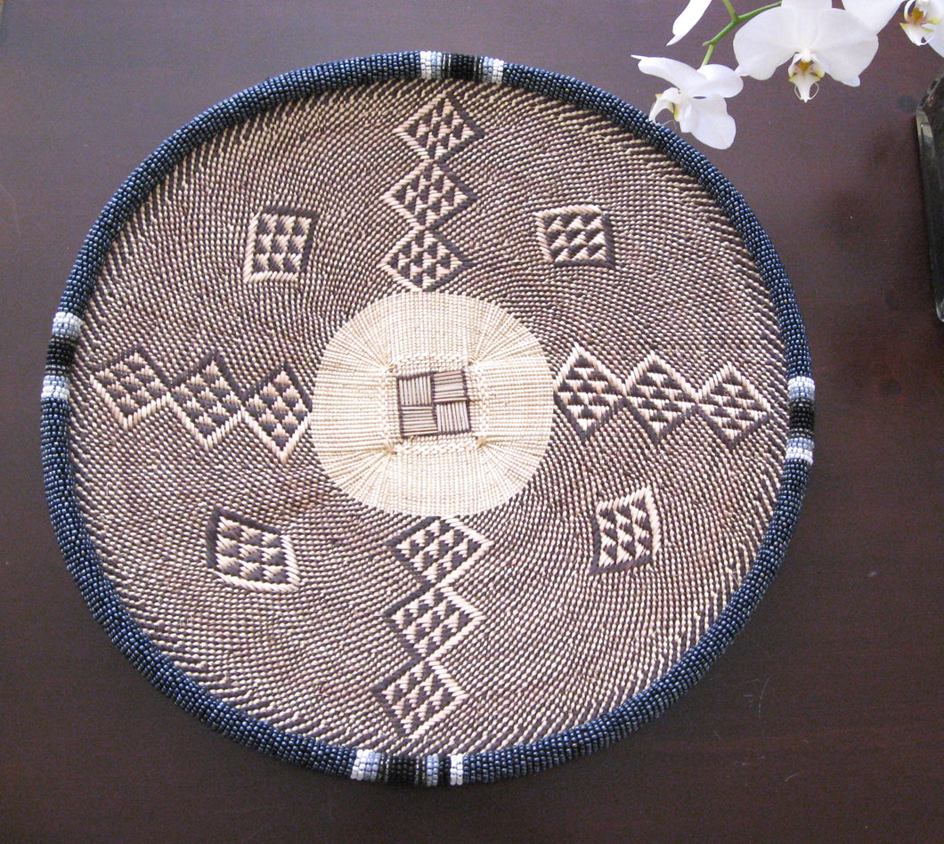 THANDA GRAY, WHITE AND BLACK BEADED BASKET - MYSTICAL SOLD