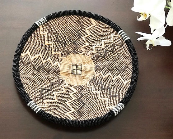 INGANE BLACK, GREY AND WHITE BEADED BASKET - ELECTRIC SOLD
