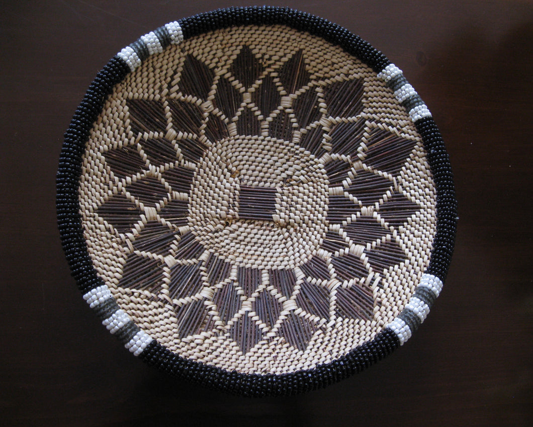 INGANE WHITE AND BLACK STICK WEAVE BEADED BASKET - THUNDER SOLD