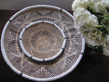 INKOSI WHITE AND GRAY BEADED BASKET - IVY SOLD